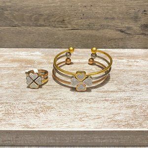 Bracelets Ring Set for Women Simple Heart Bangle